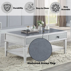 Katia - Coffee Table - Rustic Gray & Weathered White Finish