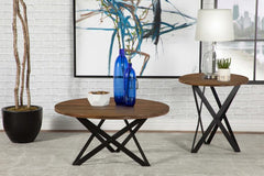 Zack - Round End Table - Smokey Gray And Black