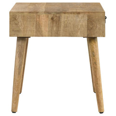 Zabel - 1-Drawer Square Mango Wood Side End Table - Natural