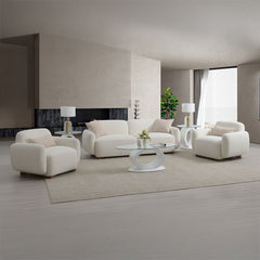 Darius - Sofa With 2 Pillows - Beige Boucle