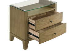 Granada - 2-Drawer Glass Top Nightstand - Natural Pine