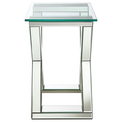 Bonnie - Rectangular Mirrored Glass Top End Table - Silver