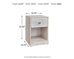 Paxberry - One Drawer Night Stand - Open Cubby - Whitewash