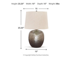 Magalie - Metal Table Lamp  - Antique Silver Finish