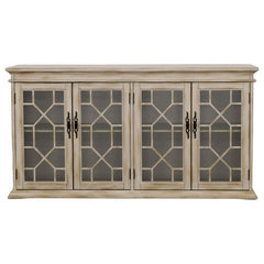 Kiara - 4-Door Wood Lattice Storage Accent Cabinet