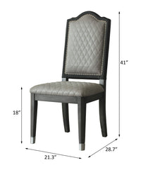 House - Beatrice Side Chair (Set of 2) - Two Tone Gray Fabric & Charcoal Finish