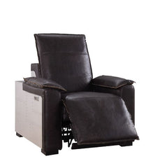 Nernoss - Recliner - Dark Grain Brown Leather & Aluminum