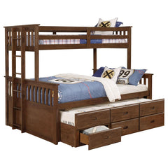 Atkin - 3-Drawer Twin Long Over Queen Bunk Bed - Weathered Walnut