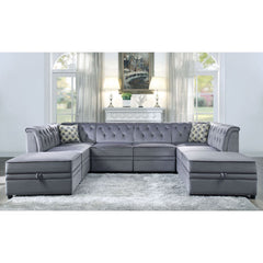 Bois II - Modular Armless Chair - Gray Velvet