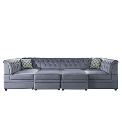 Bois II - Modular Armless Chair - Gray Velvet