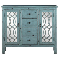 Rue - 4-Drawer Wood Trellis Accent Storage Cabinet - Blue