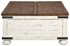 Wystfield - White / Brown - Cocktail Table with Storage