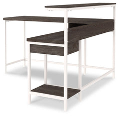 Dorrinson - White / Black / Gray - L-Desk with Storage