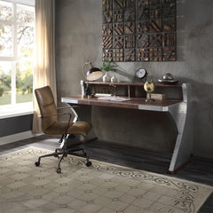 Brancaster - Desk - Retro Brown Top Grain Leather & Aluminum