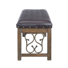 Raphaela - Bench - Black PU & Weathered Cherry Finish