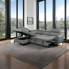 Wrenley - Sectional Sofa With Sleeper & Storage - Gray