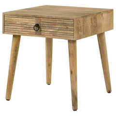 Zabel - 1-Drawer Square Mango Wood Side End Table - Natural