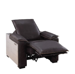 Nernoss - Recliner - Dark Grain Brown Leather & Aluminum