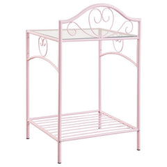 Massi - 1-Shelf Nightstand With Glass Top - Powder Pink