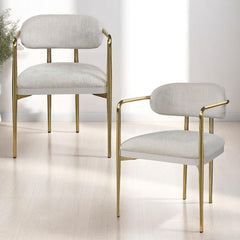 Zayn - Arm Chair (Set of 2) - Beige Chenille & Gold