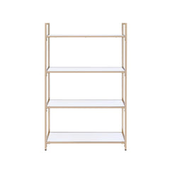 Ottey - Bookshelf - White High Gloss & Gold