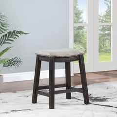 Elliston - Backless Counter Height Saddle Bar Stool (Set of 2) - Dark Grey And Beige