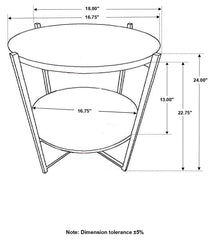 Axel - Round Accent Table With Open Shelf - Natural And Gunmetal