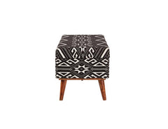 Cababi - Tribal Fabric Upholstered Accent Storage Bench - Black