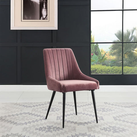 Riley - Side Chair (Set of 2) - Pink Fabric & Black