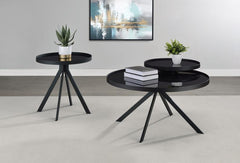 Briggs - Round Marble Printed Glass Top Coffee Table
