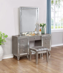 Leighton - Vanity Desk And Stool - Metallic Mercury