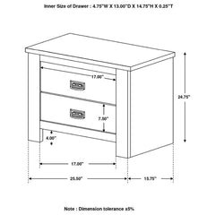 Frederick - 2-Drawer Nightstand - Weathered Oak