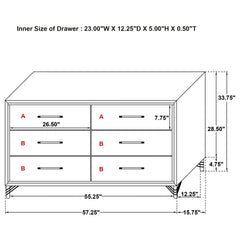 Lucia - 6-Drawer Dresser Cabinet - Black