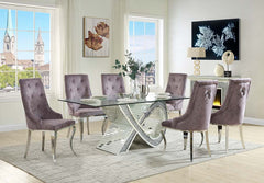 Noralie - Dining Table - Mirrored & Faux Diamonds - Glass