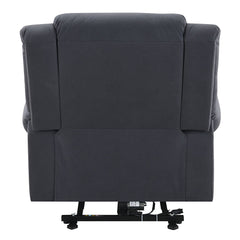 Domana - Power Recliner With Lift & Heating & Massage - Dark Blue Fabric