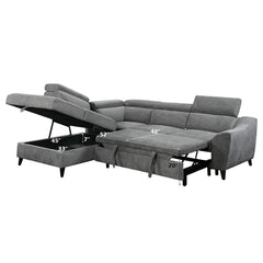 Wrenley - Sectional Sofa With Sleeper & Storage - Gray