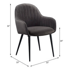 Caspian - Side Chair (Set of 2) - Dark Gray Fabric & Black Finish