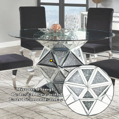 Noralie - Dining Table - Mirrored & Faux Diamonds - 30"