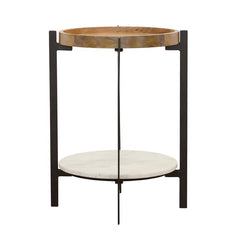 Adhvik - Round Table With Marble Shelf