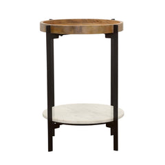 Adhvik - Round Table With Marble Shelf