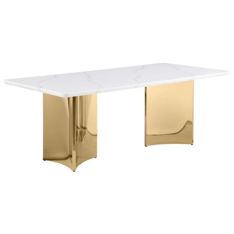 Galiano - Rectangular Stone Top Dining Table - White