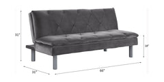 Cilliers - Futon - Gray Velvet & Chrome Finish