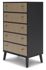 Charlang - Black / Gray - Five Drawer Chest