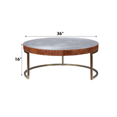 Tamas - Coffee Table - Aluminum & Cocoa Top Grain Leather - 16"