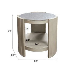 Kasa End Table - Sintered Stone Top & Champagne Finish