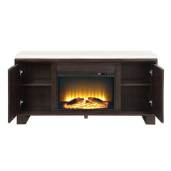 Edwyn - Server With Fireplace - Natural Marble Top & Espresso