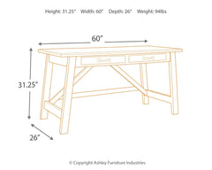 Baldridge - Rustic Brown - Home Office Large Leg Desk