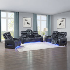 Ephron - Power Motion Loveseat With Console, Power Headrests, LED & Speakers - Black