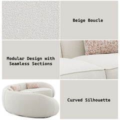 Sahara - Sectional Sofa With 3 Pillows - Beige Boucle