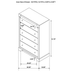 Gran Park - 5-Drawer Bedroom Chest Of Drawers - Dark Cocoa